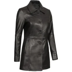 Classic Women’s Black Leather Coat