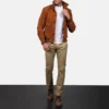 Brown Suede Bomber Jacket